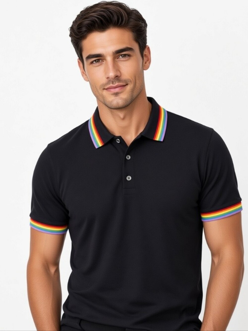 Nwt Target Pride Black Polo Cotton Rainbow-Trim Collar & Sleeve Accents (Sz:s)